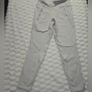 Athleta Pale Gray High-Rise Leggings with Zip Pockets